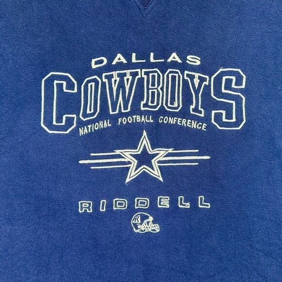 Vintage Riddell Dallas Cowboys Embroidered Crew Neck Sweatshirt - Size L / XL - Picture 2 of 5